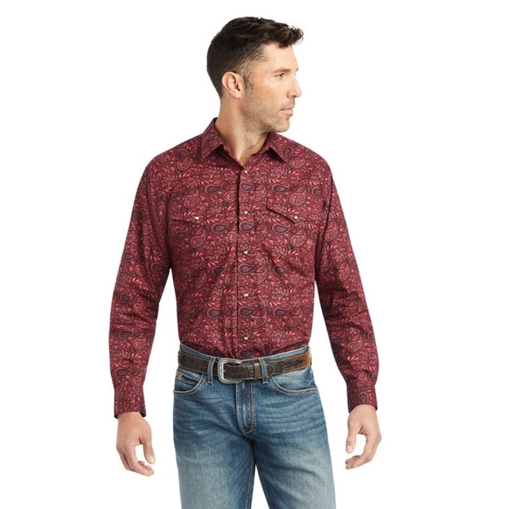 Ariat Men's Kinglsey Classic Fit Pearl Snap Paisley Western‎ Shirt Size Medium